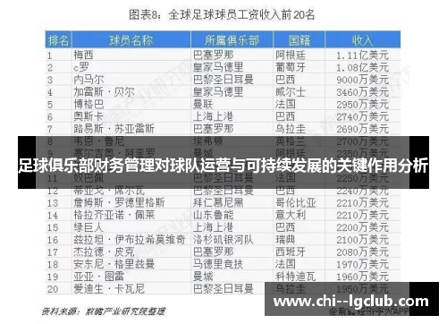 足球俱乐部财务管理对球队运营与可持续发展的关键作用分析 足球俱乐部财务管理对球队运营与可持续发展的关键作用分析